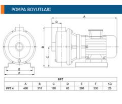 Paslanmaz pompa PPT 4 trifaze 304 paslanmaz