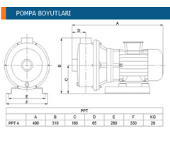 Paslanmaz pompa PPT 4 trifaze 316 KALİTE